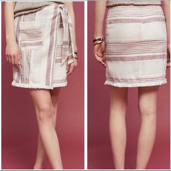 Holding Horses Anthropologie Avery Faux Wrap Tie Waist Mini Skirt Size 14 - Picture 3 of 9